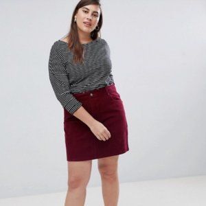 ASOS Denim Corduroy Cranberry Skirt